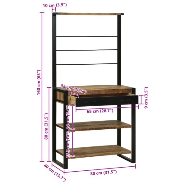vidaXL Kuchynský regál Hnedá a čierna 80 x 40 x 160 cm – Obrázok 12
