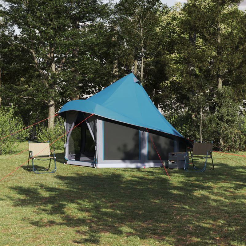 42000964_1.jpg vidaXL Tipi stan so strechou s úložiskom Modrá 404 x 370 x 270 cm taft – Obrázok 1