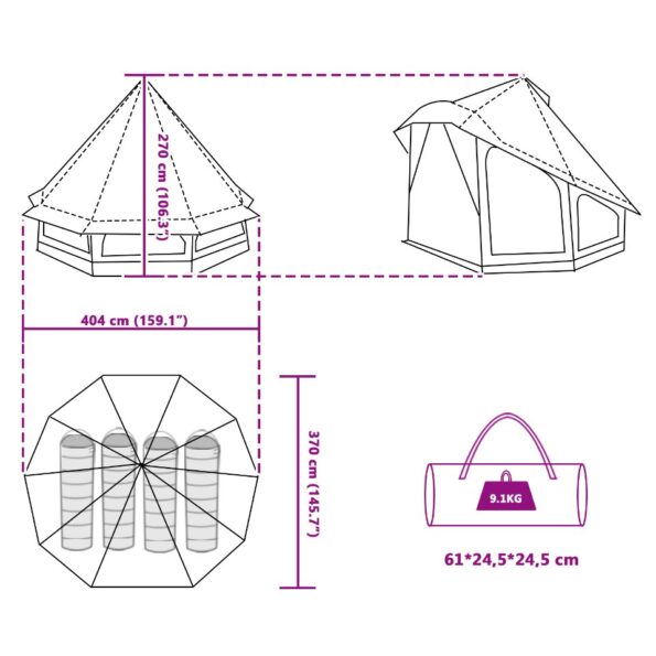 vidaXL Tipi stan so strechou s úložiskom Modrá 404 x 370 x 270 cm taft – Obrázok 12