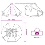 vidaXL Tipi stan so strechou s úložiskom Modrá 508 x 470 x 300 cm taft – Obrázok 12
