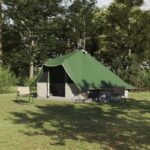vidaXL Tipi stan so strechou Zelená 358 x 296 x 258 cm taft