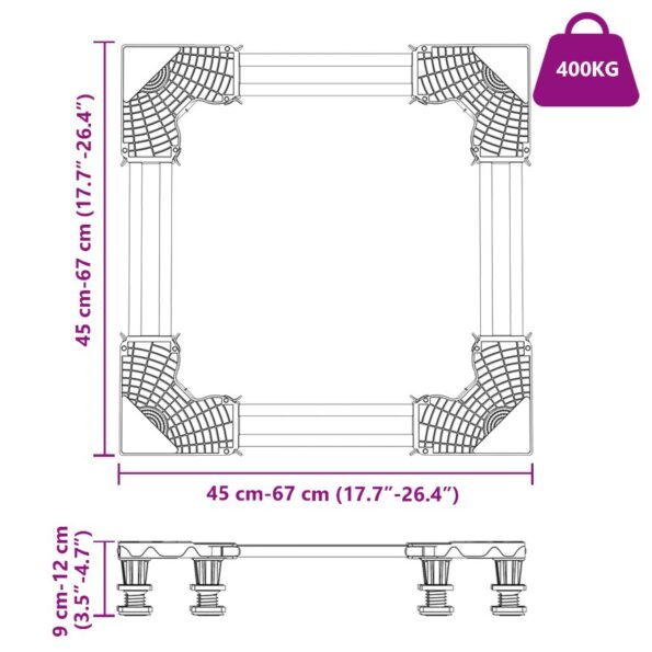 vidaXL Podstavec pod práčku Sivá 67 x 67 x 12 cm Nerezová oceľ – Obrázok 9