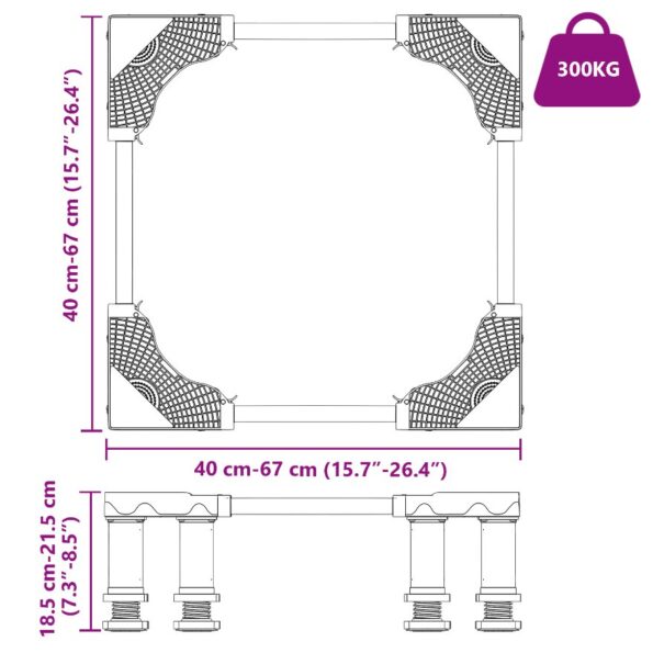 vidaXL Podstavec pod práčku Sivá 67 x 67 x 21,5 cm Nerezová oceľ – Obrázok 9