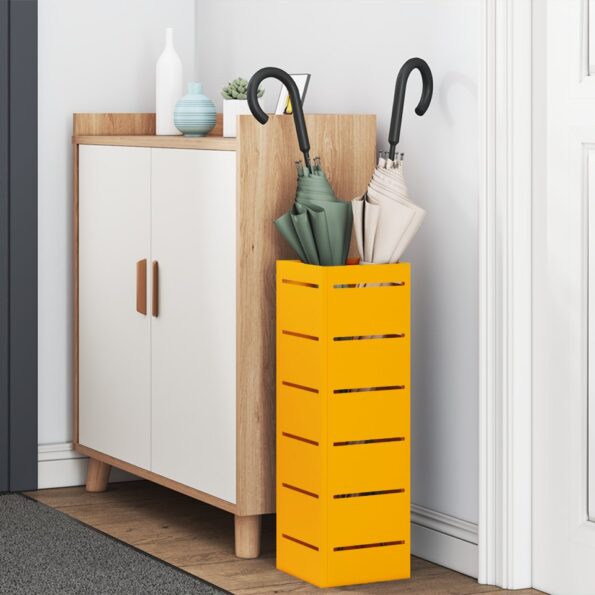 vidaXL Stojan na slnečník Horčicová 15,5 x 15,5 x 49 cm Kov – Obrázok 3