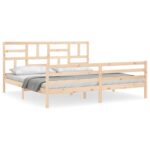 vidaXL Posteľný rám s čelom 200x200 cm masívne drevo – Obrázok 2