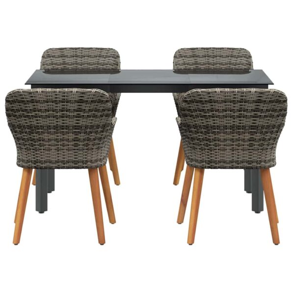 vidaXL 5-dielna sivá jedálenská súprava z poly ratanu – Obrázok 7