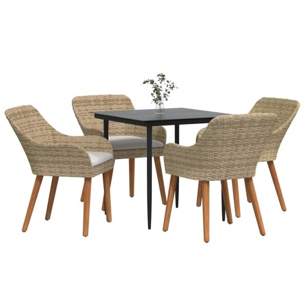 vidaXL 5-dielny záhradný jedálenský set Béžový poly ratan – Obrázok 3