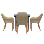 vidaXL 5-dielny záhradný jedálenský set Béžový poly ratan – Obrázok 7