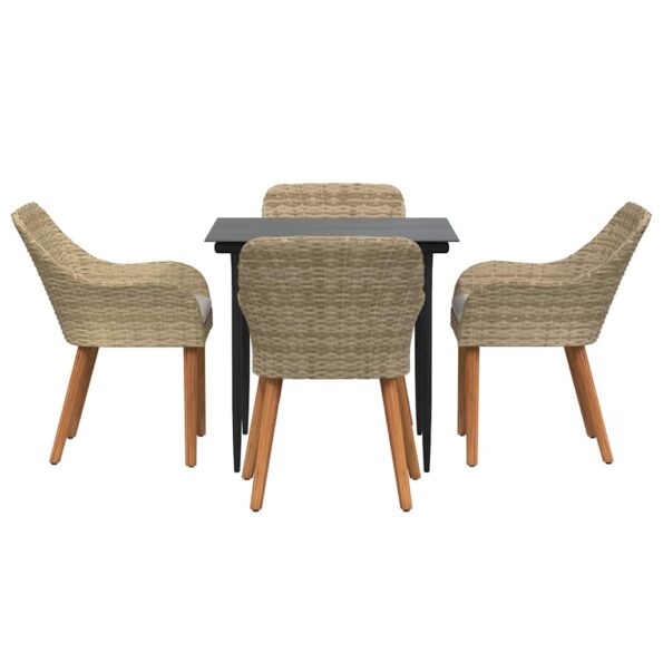 vidaXL 5-dielny záhradný jedálenský set Béžový poly ratan – Obrázok 7