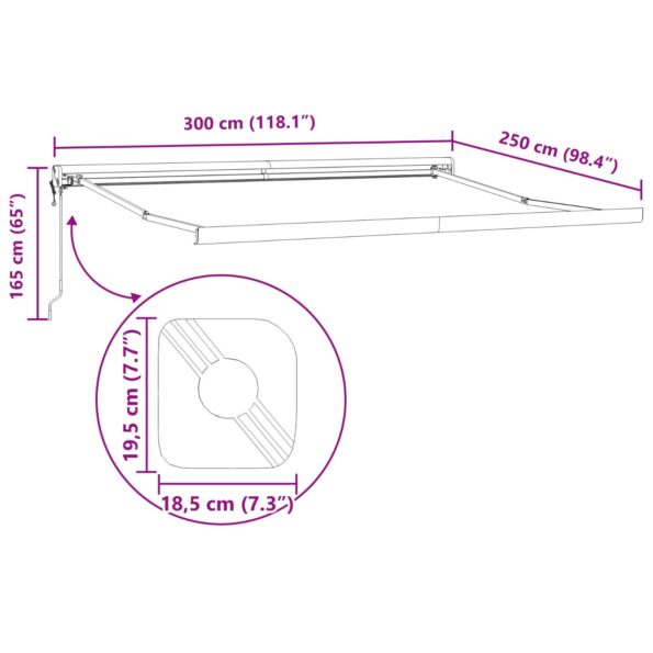 vidaXL Automatická vysúvacia markíza modro-biela 300x250 cm – Obrázok 11