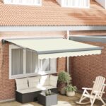 vidaXL Automatická vysúvacia markíza krémová 300x250 cm