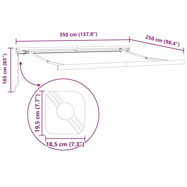 vidaXL Manuálna vysúvacia markíza Oranžová a hnedá 350x250 cm – Obrázok 12