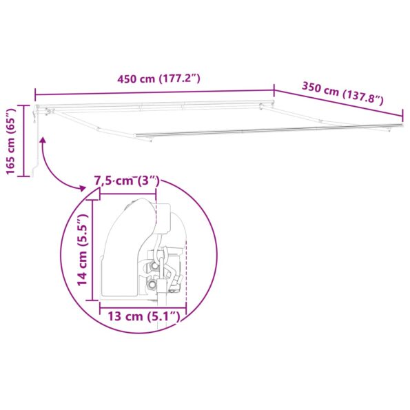 vidaXL Automatická vysúvacia markíza Oranžová a hnedá 450x350 cm – Obrázok 12