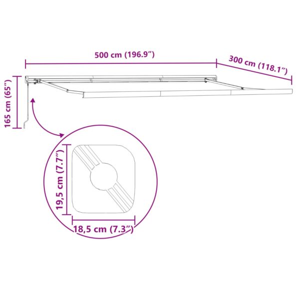 vidaXL Manuálna vysúvacia markíza modro-biela 500x300 cm – Obrázok 11