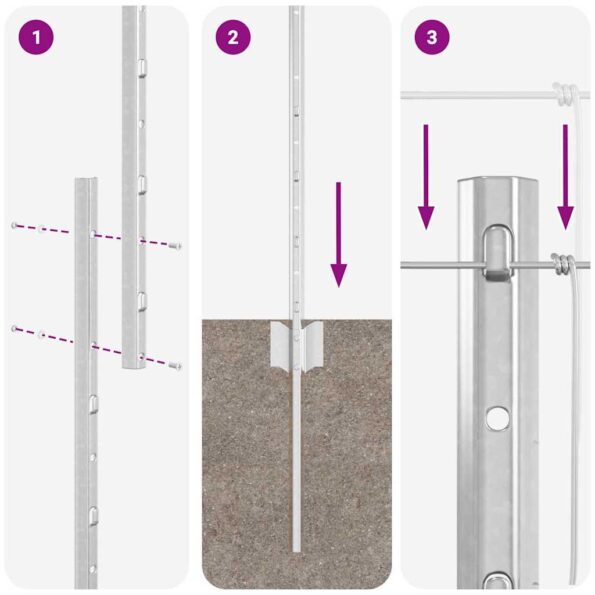 vidaXL Plotové stĺpy 22 ks U-Channel 100 cm pozinkovaná oceľ – Obrázok 11