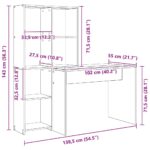 vidaXL Stôl dub artisan 138.5 x 55 x 143 cm Kompozitné drevo – Obrázok 11