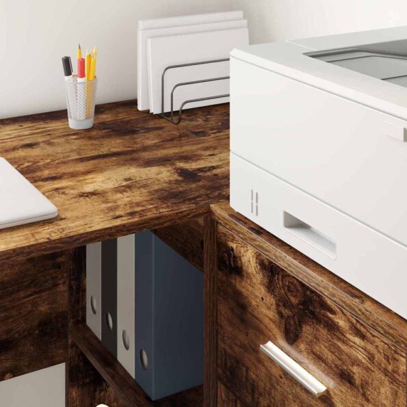 vidaXL Rohový stôl Dymiaci dub 102x88x75 cm Umelé drevo – Obrázok 4