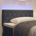 vidaXL LED hlavová doska s LED pásikmi Tmavo šedá 100 cm Zamat – Obrázok 4