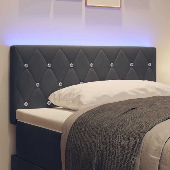 vidaXL LED hlavová doska s LED pásikmi Tmavo šedá 100 cm Zamat – Obrázok 4