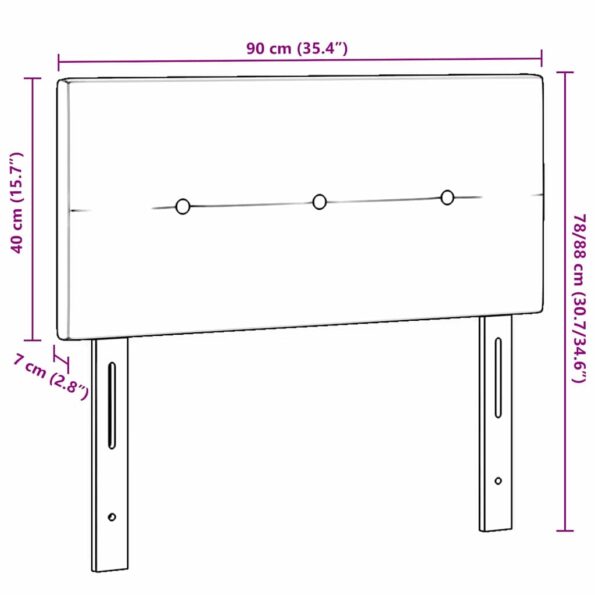vidaXL LED Čelo postele s gombíkmi v tmavošedej 90 cm zamat – Obrázok 10