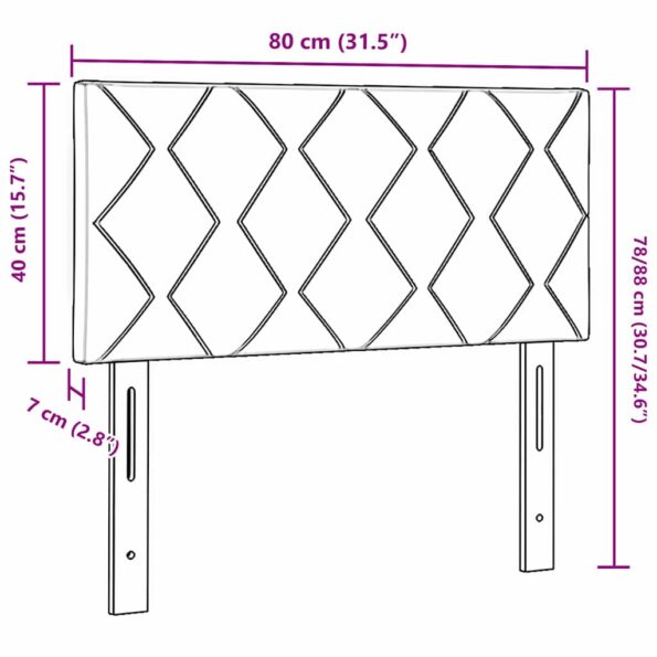 LED čelo postele vidaXL Diamantový dizajn Čierne 80 cm Tkanina – Obrázok 10