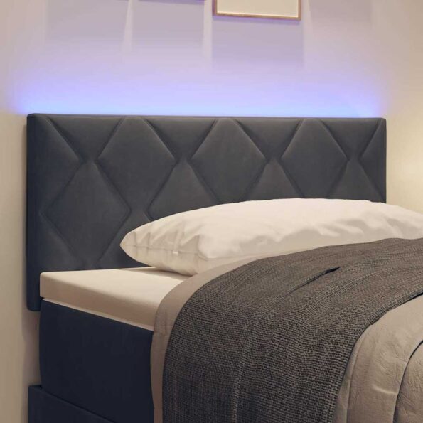 vidaXL LED hlavová doska Tmavo šedá 100 cm Zamat – Obrázok 4