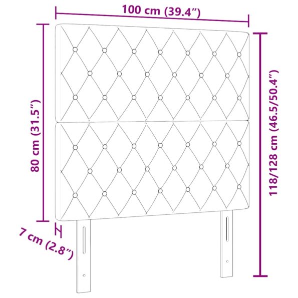 vidaXL LED čelo postele Svetlosivé 100 cm zamat – Obrázok 10