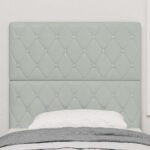 vidaXL LED čelo postele Svetlosivé 100 cm zamat – Obrázok 3