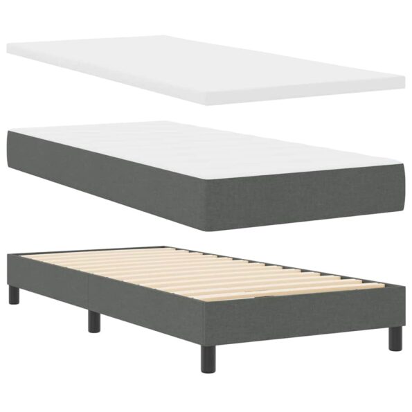 vidaXL Posteľ s pružinovým rámom Tmavo šedá 90 x 190 cm látka – Obrázok 4