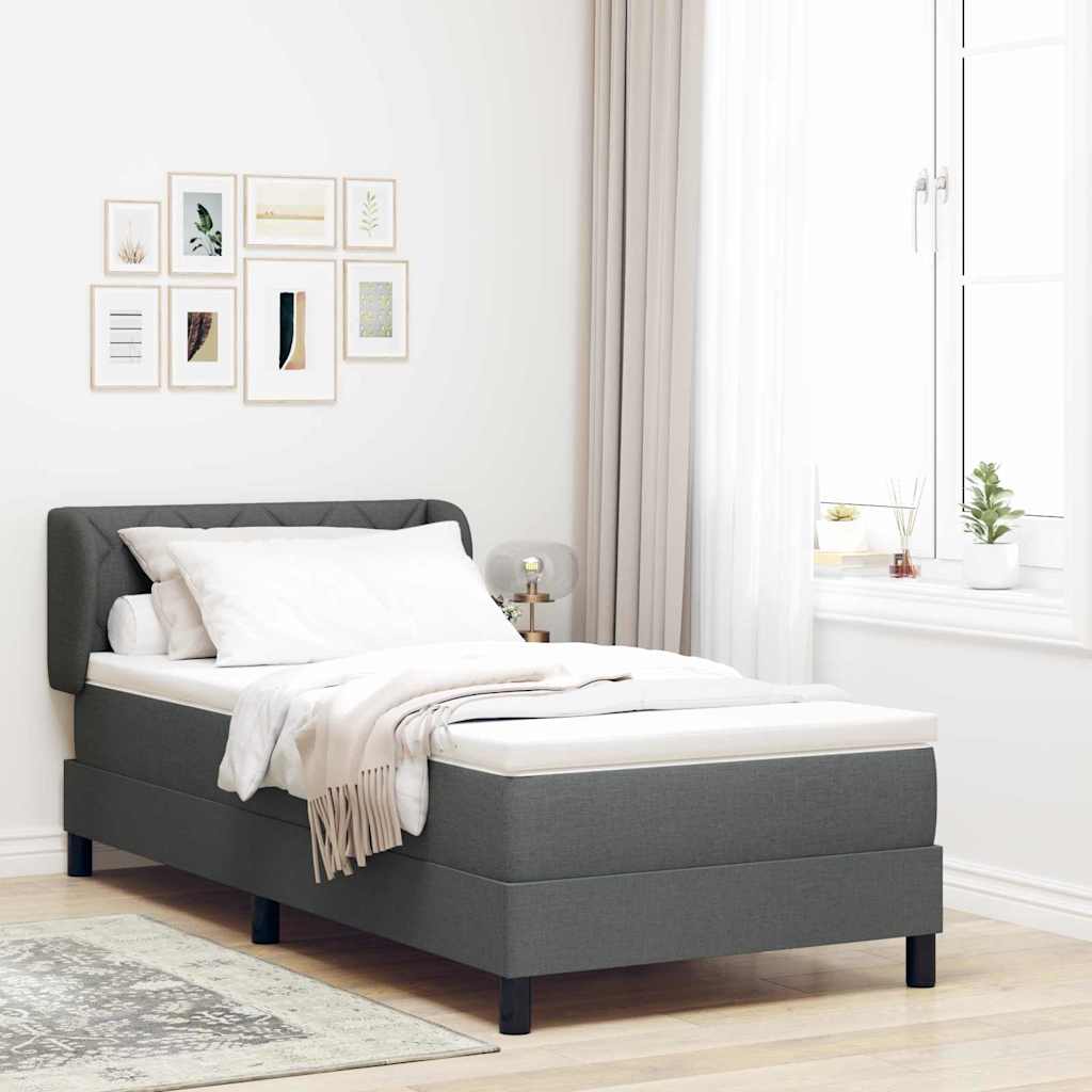 3340060_1.jpg vidaXL Posteľ s pružinovým rámom Tmavo šedá 90 x 190 cm látka – Obrázok 1