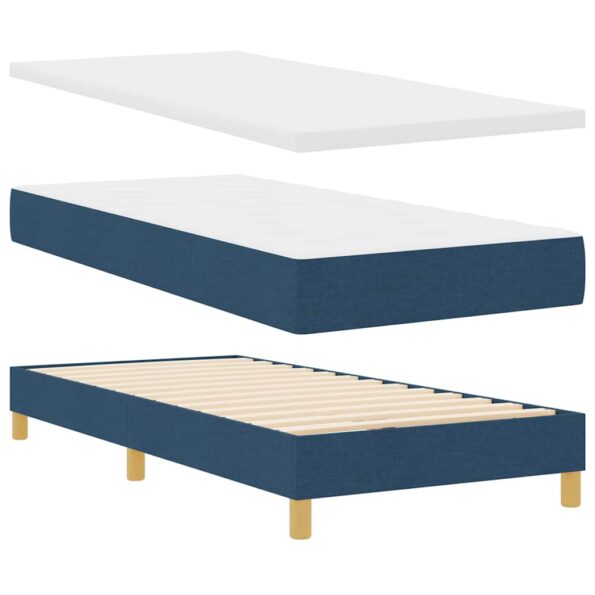 vidaXL Box Spring Posteľ s matracom Modrá 100x200 cm Látka – Obrázok 4