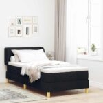 vidaXL Boxspring posteľ s matracom - Čierna - 90x200 cm Textília