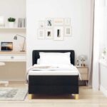 vidaXL Boxspring posteľ s matracom - Čierna - 90x200 cm Textília – Obrázok 3