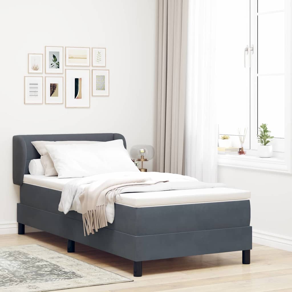 3340371_1.jpg vidaXL Boxspring posteľ s matracom tmavá šedá 90x200 cm zamat – Obrázok 1