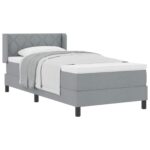 vidaXL Posteľ s pružinovým rámom Svetlosivá 190 x 90 cm látka – Obrázok 2