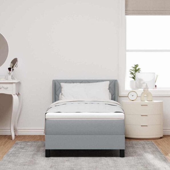 vidaXL Posteľ s pružinovým rámom Svetlosivá 190 x 90 cm látka – Obrázok 3
