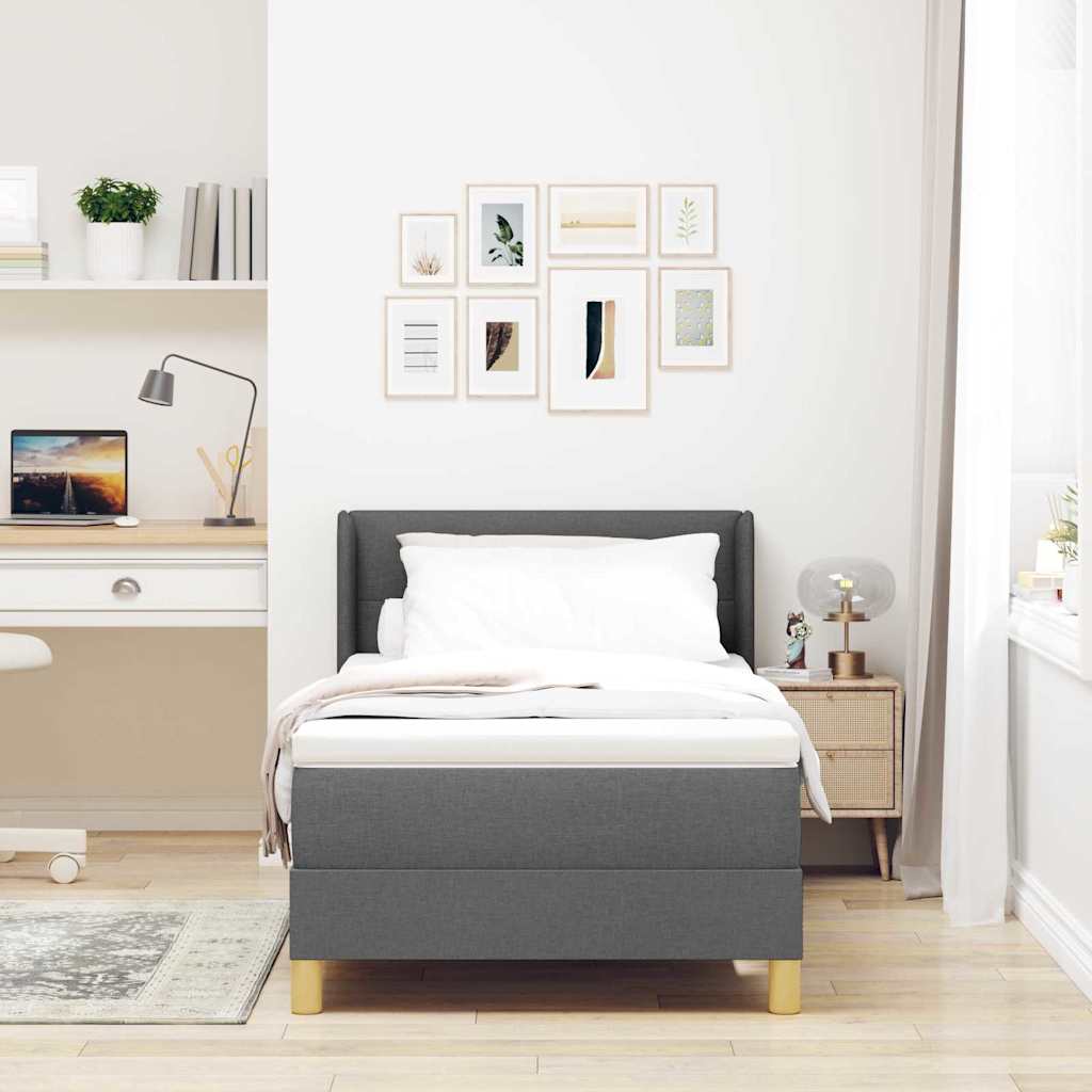 3341266_1.jpg vidaXL Posteľ s pružinovým rámom Tmavo šedá 190 x 90 cm látka – Obrázok 1
