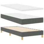 vidaXL Posteľ s pružinovým rámom Tmavo šedá 190 x 90 cm látka – Obrázok 3