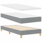 vidaXL Boxspring posteľ s matracom svetlosivá 90x200 cm textil – Obrázok 3
