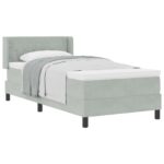 vidaXL Posteľ s pružinovým rámom Svetlosivá 190 x 90 cm Zamat – Obrázok 2