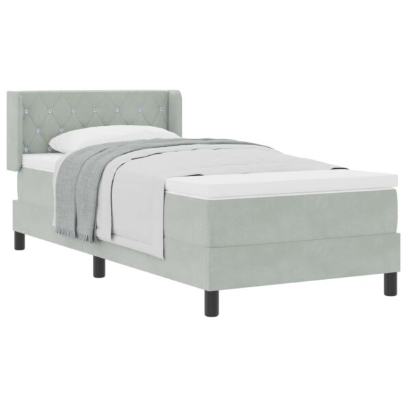 vidaXL Posteľ s pružinovým rámom Svetlosivá 190 x 90 cm Zamat – Obrázok 2