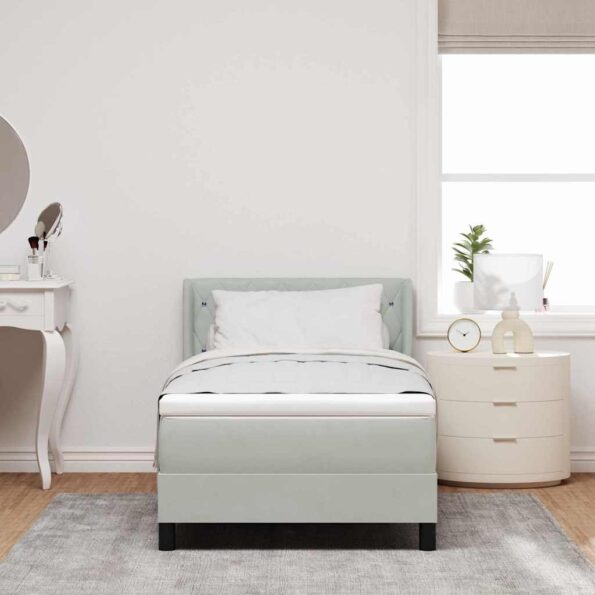 vidaXL Posteľ s pružinovým rámom Svetlosivá 190 x 90 cm Zamat – Obrázok 3