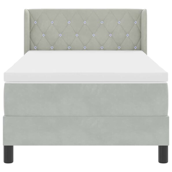 vidaXL Posteľ s pružinovým rámom Svetlosivá 190 x 90 cm Zamat – Obrázok 6