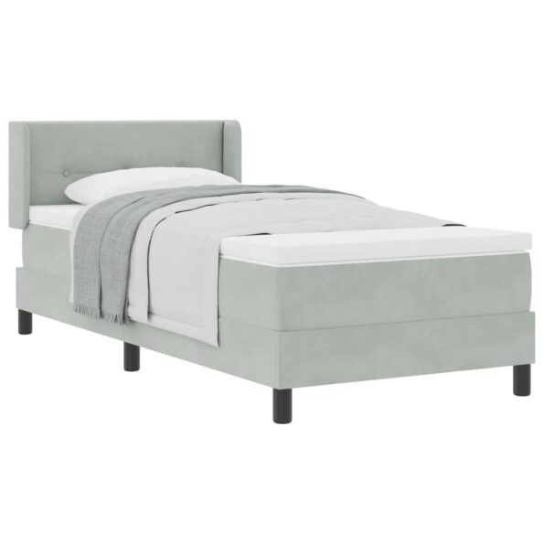 vidaXL Posteľ s pružinovým rámom Svetlosivá 190 x 90 cm Zamat – Obrázok 2