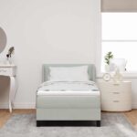 vidaXL Posteľ s pružinovým rámom Svetlosivá 190 x 90 cm Zamat – Obrázok 3