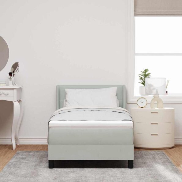 vidaXL Posteľ s pružinovým rámom Svetlosivá 190 x 90 cm Zamat – Obrázok 3
