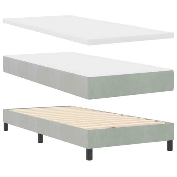 vidaXL Posteľ s pružinovým rámom Svetlosivá 190 x 90 cm Zamat – Obrázok 4