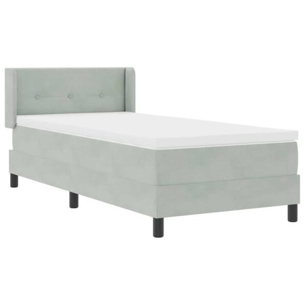 vidaXL Posteľ s pružinovým rámom Svetlosivá 190 x 90 cm Zamat – Obrázok 6
