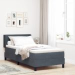 vidaXL Posteľ s pružinovým rámom Tmavo šedá 190 x 90 cm Zamat