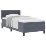 vidaXL Posteľ s pružinovým rámom Tmavo šedá 190 x 90 cm Zamat – Obrázok 2